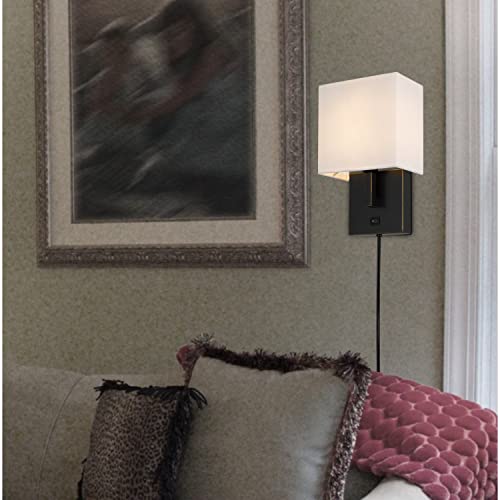 Modern Wall Sconce Light with USB Port Dark Bronze Finish for Bedroom Living Room Office