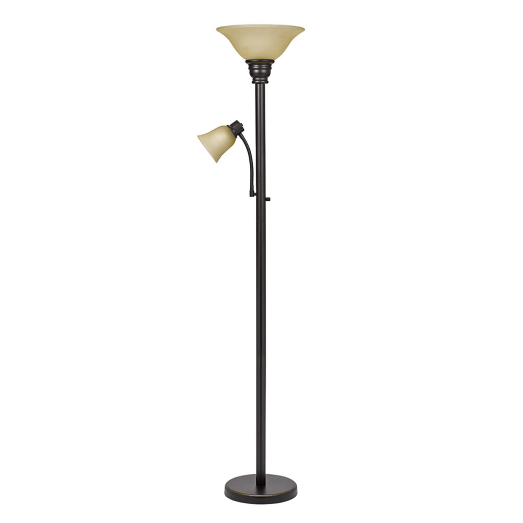 Torchiere Floor Lamp with Adjustable Reading Light Dark Bronze Standing Lamp for Living Room Bedroom