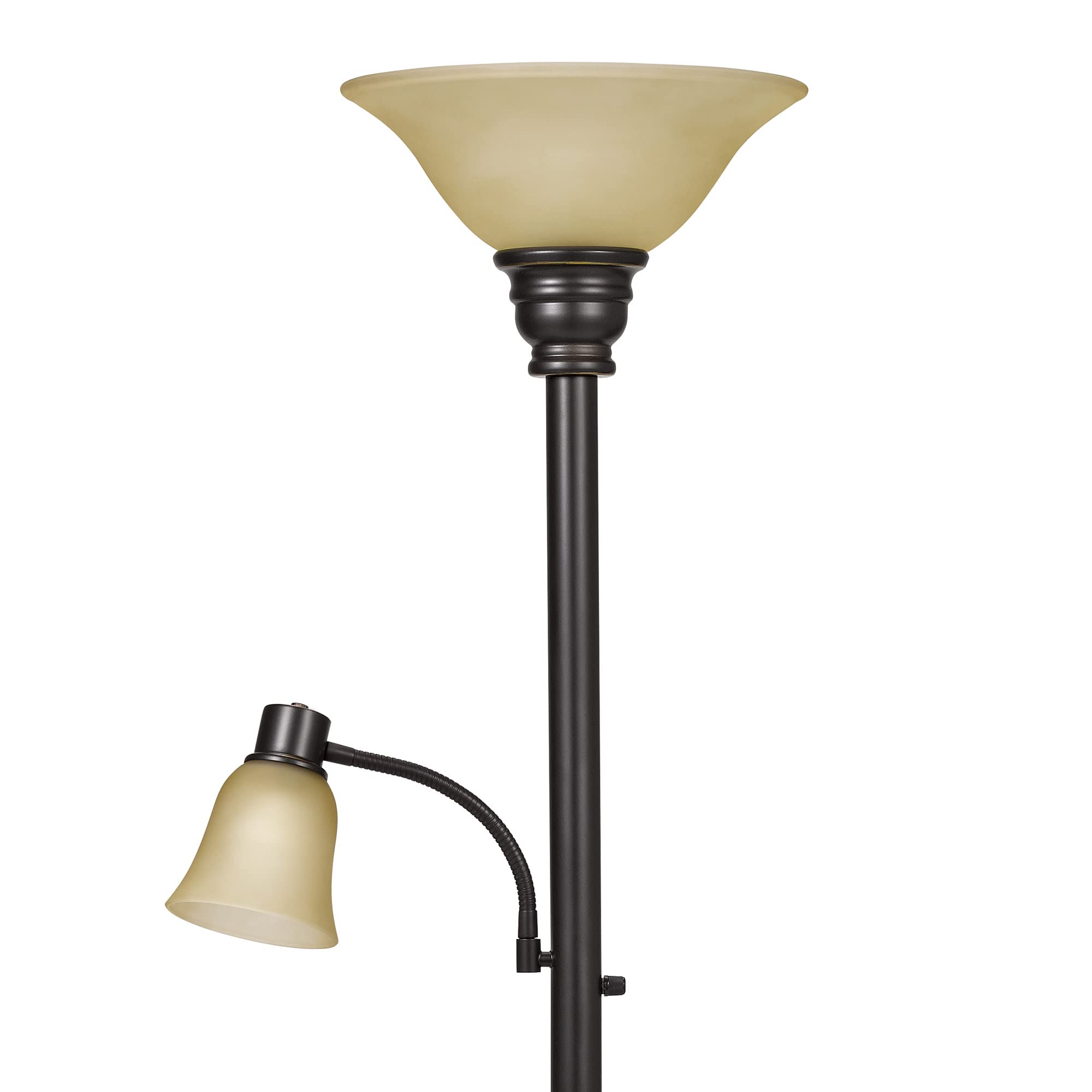 Torchiere Floor Lamp with Adjustable Reading Light Dark Bronze Standing Lamp for Living Room Bedroom