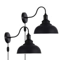 Vintage Gooseneck Wall Sconce Light with Plug In Cord Black Industrial Wall Lamp for Bedroom Kitchen