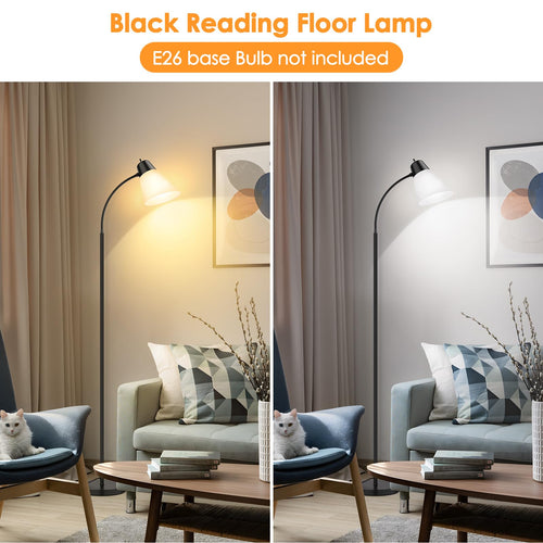 Adjustable Gooseneck Floor Lamp with White Shade Flexible Reading Light for Living Room Bedroom Office