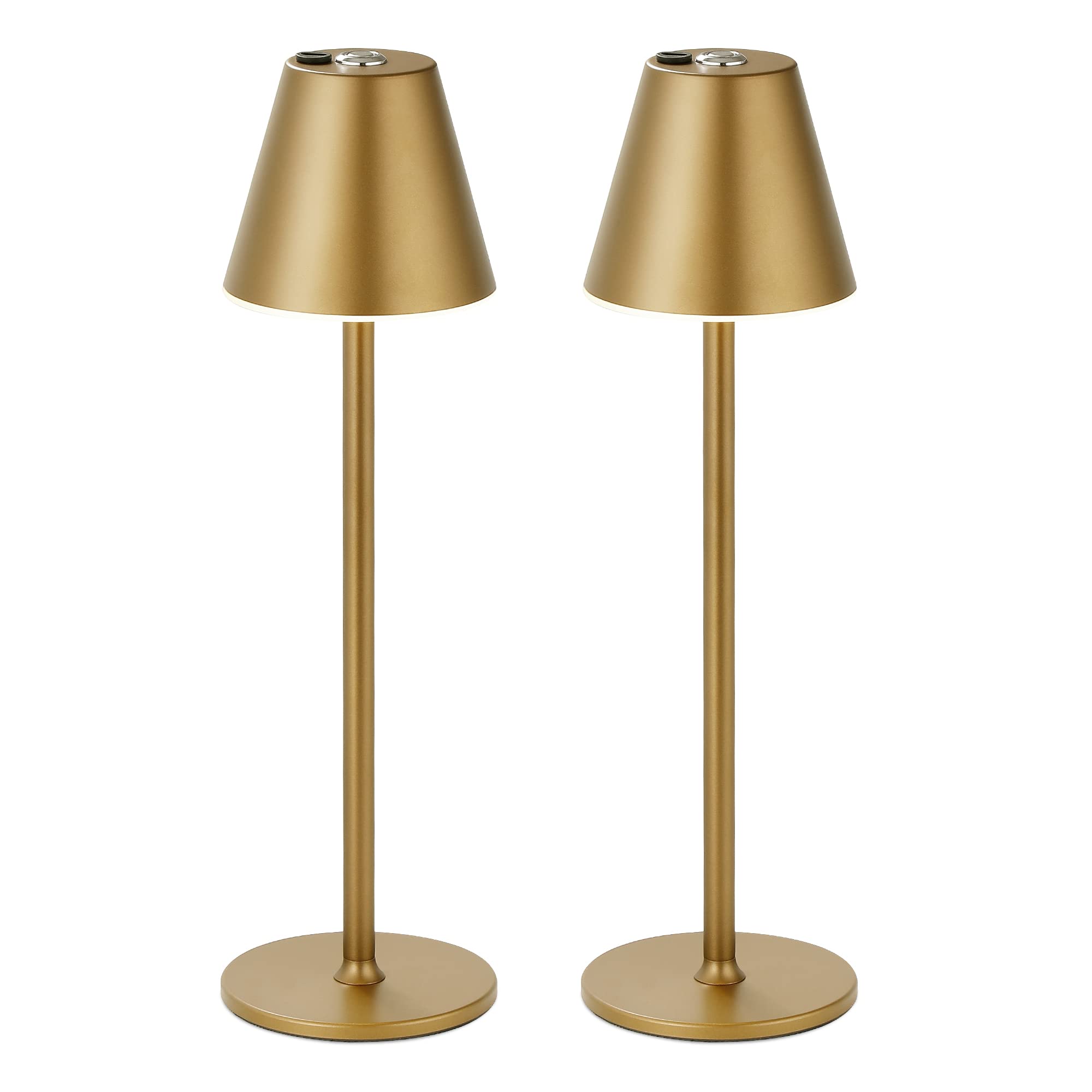 Rechargeable Cordless LED Table Lamp 2 Pack with 3 Brightness Levels for Bedroom Restaurant Home
