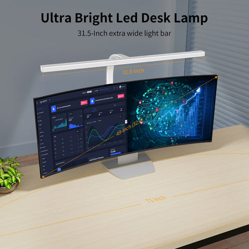 24W LED Clamp Desk Lamp with Adjustable Arm 6 Color Modes and Dimming for Home Office Study